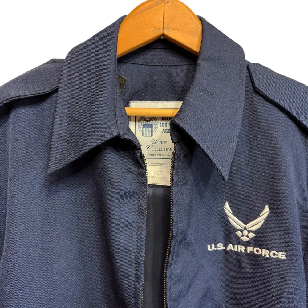US Air Force Lightweight Service Jacket Navy Blue Creighton AB 40R Military Issu